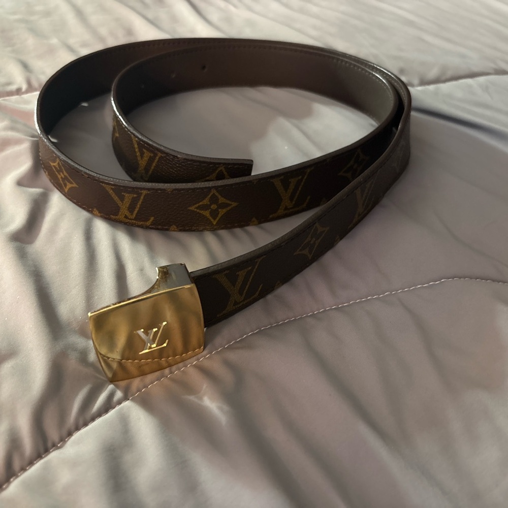 Louis Vuitton Monogram Canvas Belt LV Plaque Buckle –vintage/discontinued 100/40